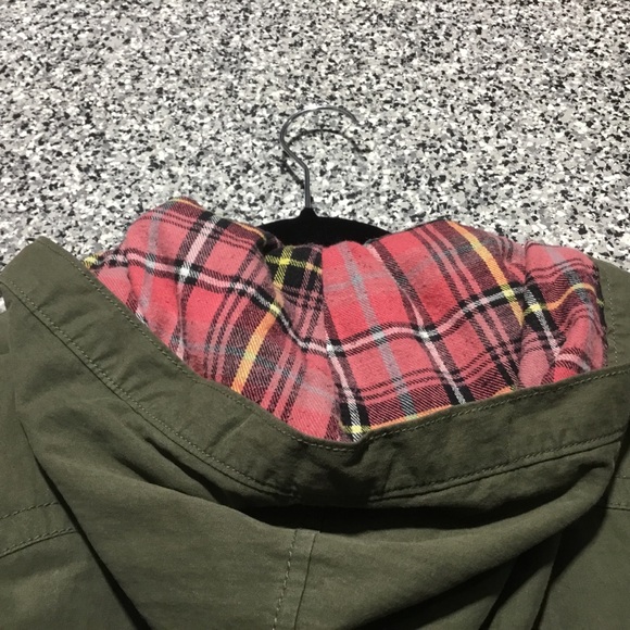 Old Navy โฆ Army Green & Pink Plaid Utility Coat (S) - Picture 4 of 9